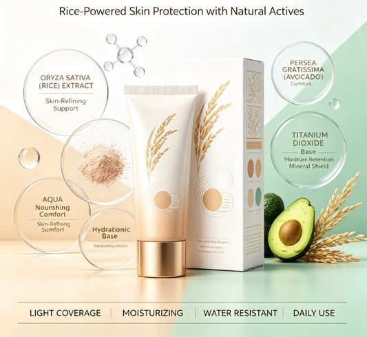 All-In-One Rice Hydrating Outdoor Cream: Lightweight Face and Body Daily Protection for Beach & Travel