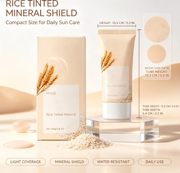 All-In-One Rice Hydrating Outdoor Cream: Lightweight Face and Body Daily Protection for Beach & Travel