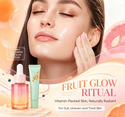 Daily Fruit Extract Skincare Routine Set: Gentle Cleanser, Brightening Serum & Moisturizing Sunscreen