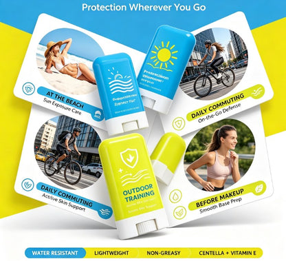Refreshing Outdoor Protection Stick Duo: Lightweight Centella & Aloe Vera Formula for Face and Body Care