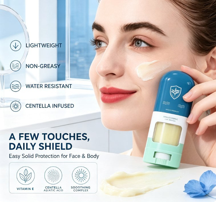 Refreshing Outdoor Protection Stick Duo: Lightweight Centella & Aloe Vera Formula for Face and Body Care
