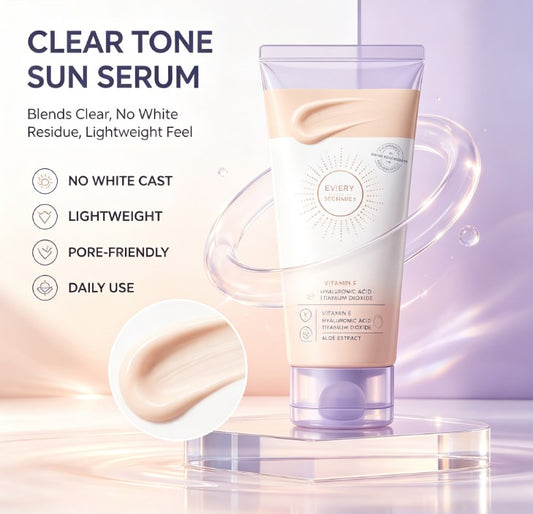 SPF 50 Clear Sunscreen Lotion for All Skin Tones: Lightweight, Invisible Vitamin E Daily UV Shield