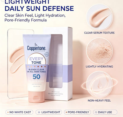 SPF 50 Clear Sunscreen Lotion for All Skin Tones: Lightweight, Invisible Vitamin E Daily UV Shield